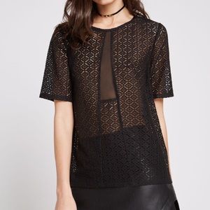 NWT BCBGeneration Navy diamond lace top